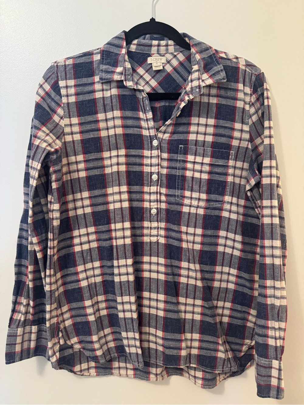 J. Crew Blue, White & Red Plaid Button-Down Shirt